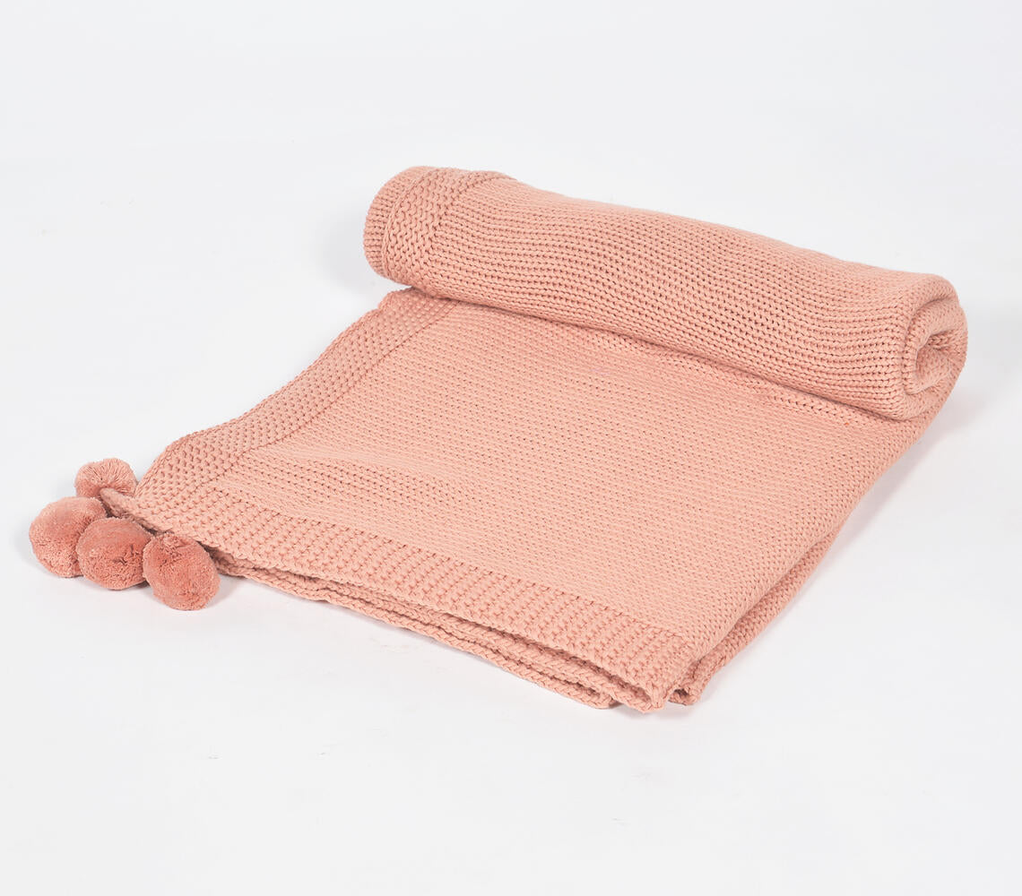 Knitted Cotton Tasseled Throw