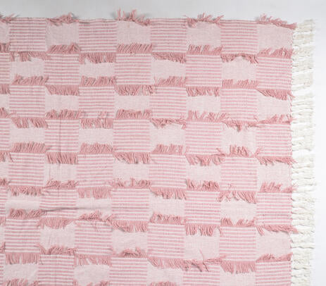 Handwoven Cotton Fringed Throw with Tassels