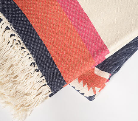 Colourful Cotton Tasseled Throw