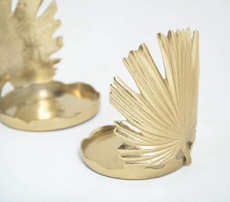 Palm Leaf Aluminium Candle Holders (Set of 2)