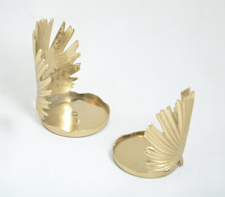Palm Leaf Aluminium Candle Holders (Set of 2)