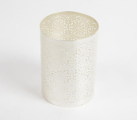 Silver-toned Iron Candle Holder