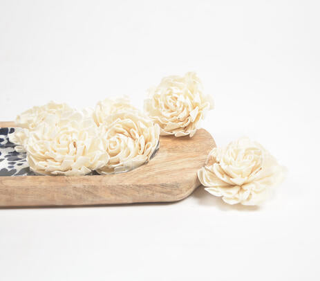 Ivory Carnations Shola Wood Flowers (Set of 6)
