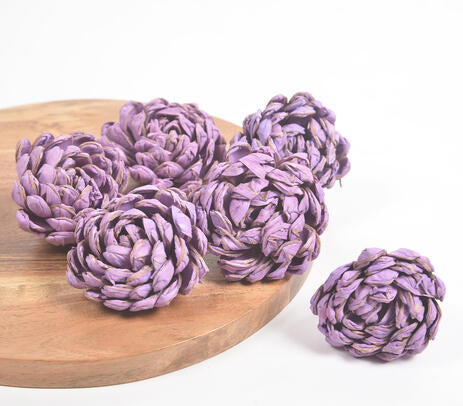 Hand Crafted Lilac Shola Flowers (Set of 6)