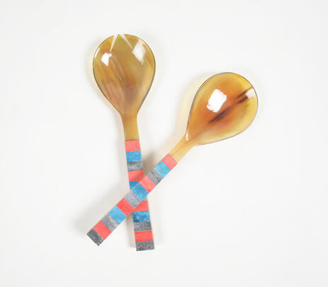 Bone Horn and Mango Wood Salad Spoons (set of 2)