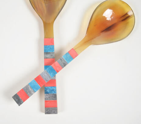 Bone Horn and Mango Wood Salad Spoons (set of 2)