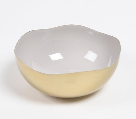 Enamelled Iron Umber & Ivory bowls (set of 2)