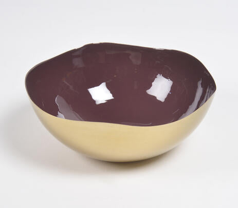 Enamelled Iron Umber & Ivory bowls (set of 2)