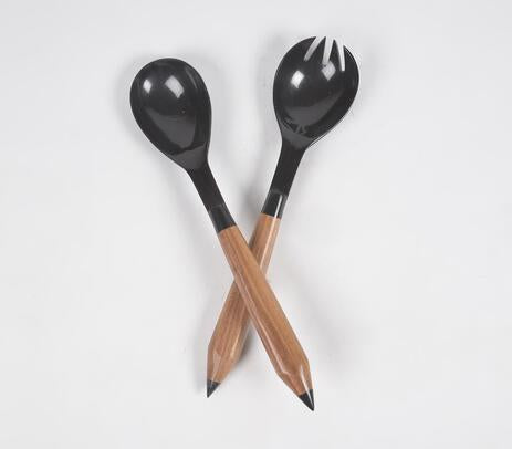 Natural Horn and Bone Salad Servers