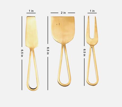 Gold Toned Cheese Servers (Set of 3)