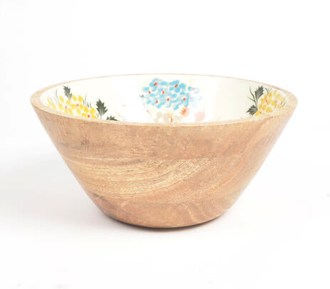 Floral Handcrafted Mango Wood Bowl