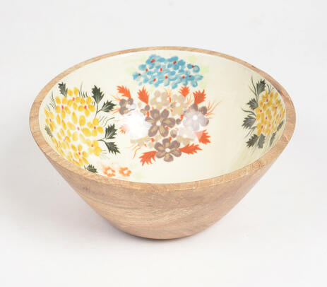 Floral Handcrafted Mango Wood Bowl