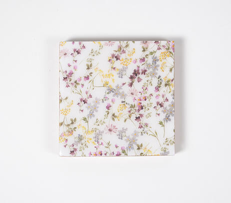 Floral Enamelled Wooden Coasters (Set of 4)