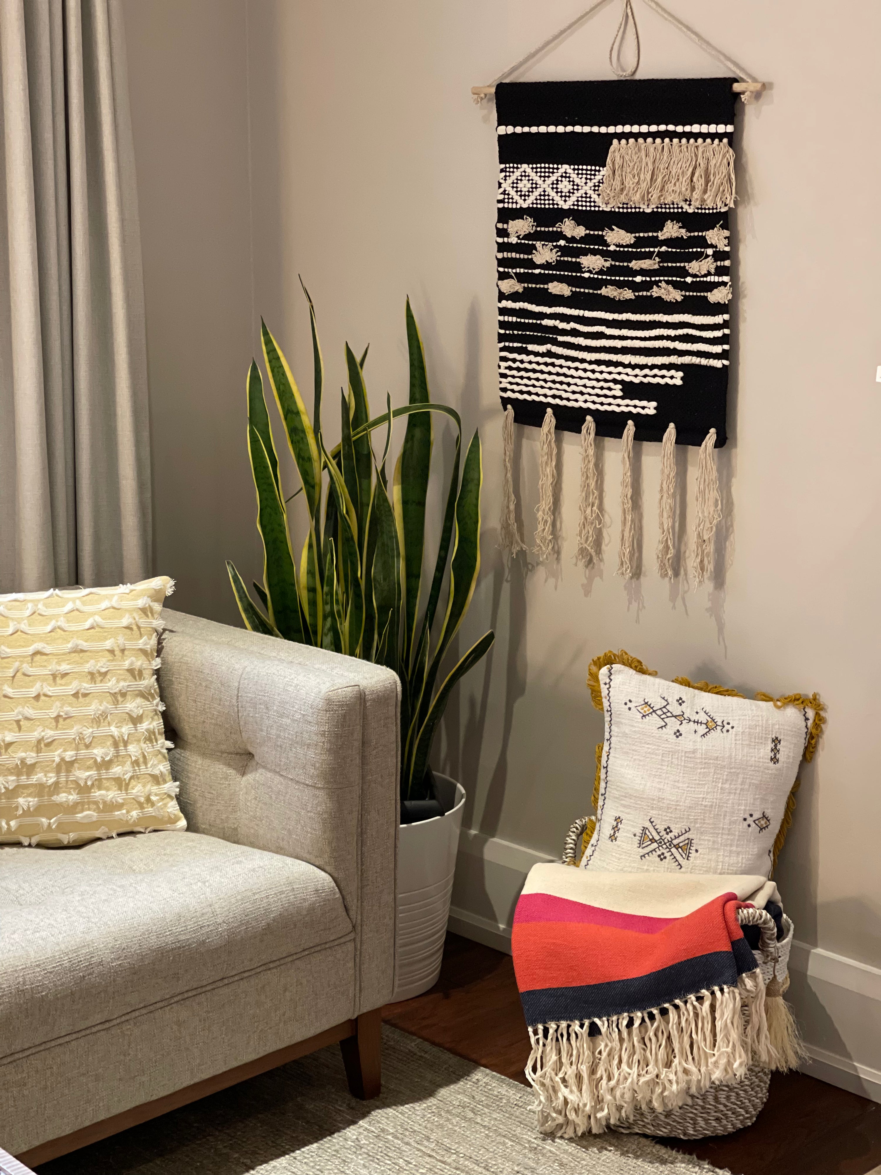 Multi-textured Cotton Tasseled Wall Hanging