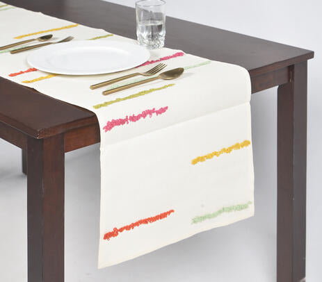 Handwoven and Embroidered Cotton Table Runner