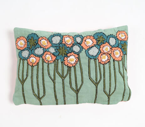 Floral Embroidered Pillow
