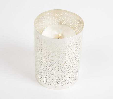Silver-toned Iron Candle Holder