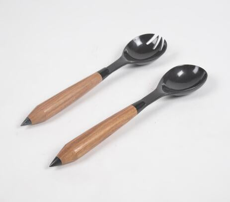 Natural Horn and Bone Salad Servers