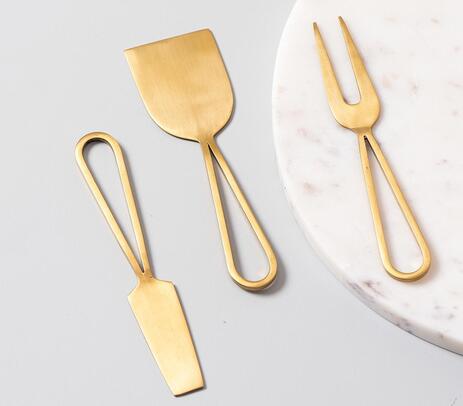 Gold Toned Cheese Servers (Set of 3)