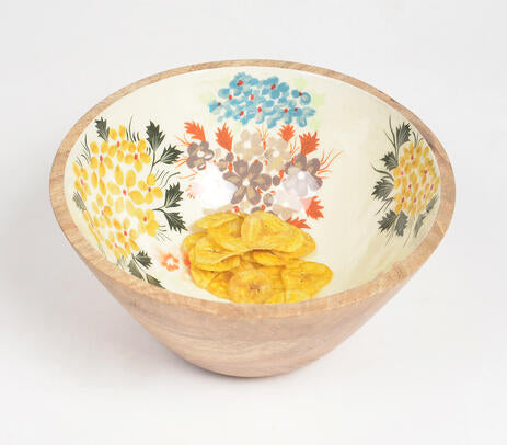 Floral Handcrafted Mango Wood Bowl