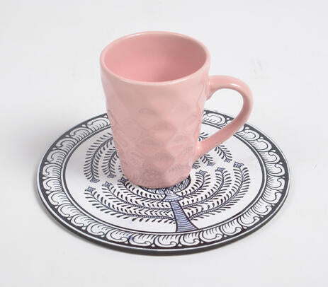 Tribal Art Laminated Wood and Cork Trivet