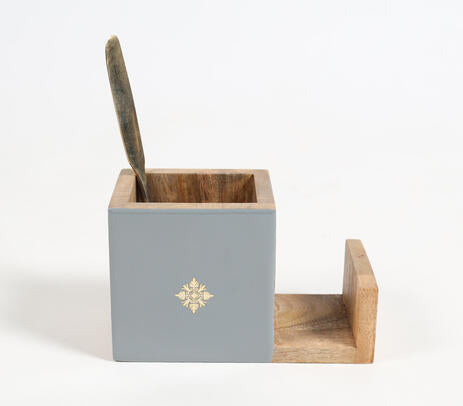 Grey Mango Wood Cutlery Holder