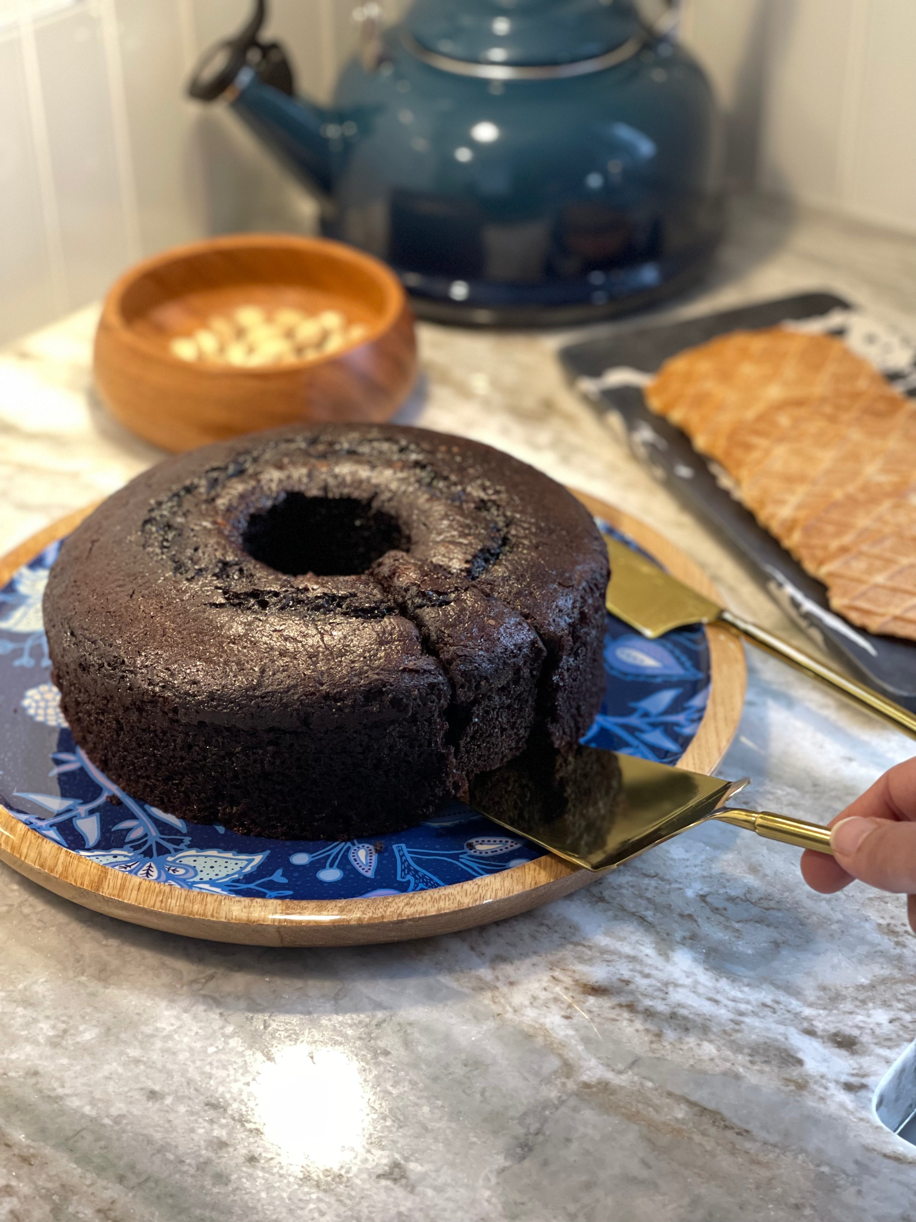 Gold Toned Cake Knife and Server Set