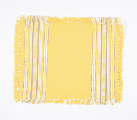 Yellow Placemats with Fringe Borders (Set of 4)