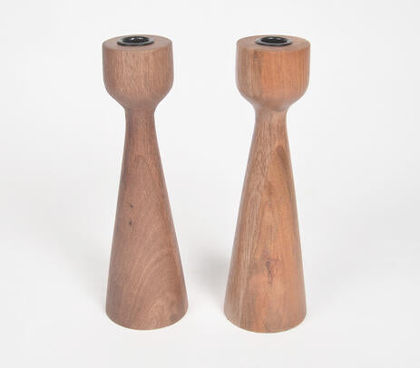 Handmade Mango Wood Candle Stand (Set of 2)