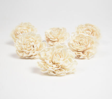 Ivory Carnations Shola Wood Flowers (Set of 6)