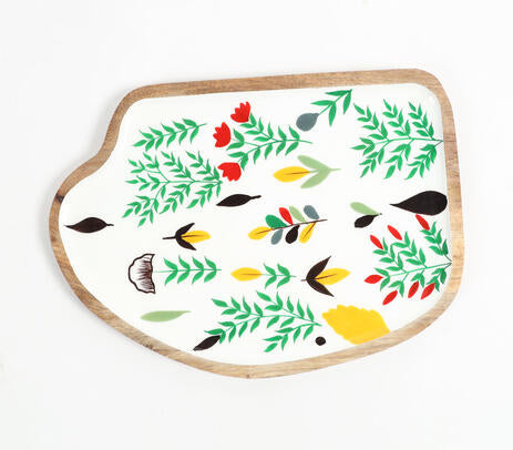 Enamelled Abstract-shaped Wooden Platter