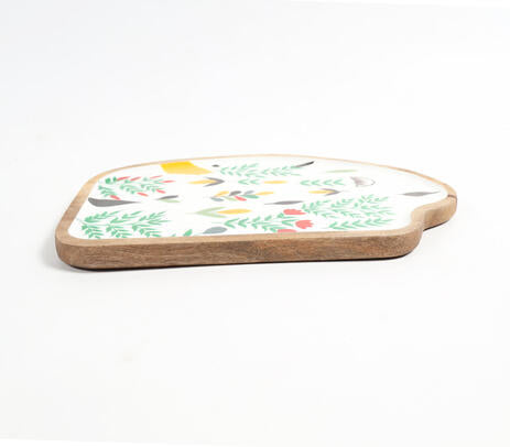 Enamelled Abstract-shaped Wooden Platter