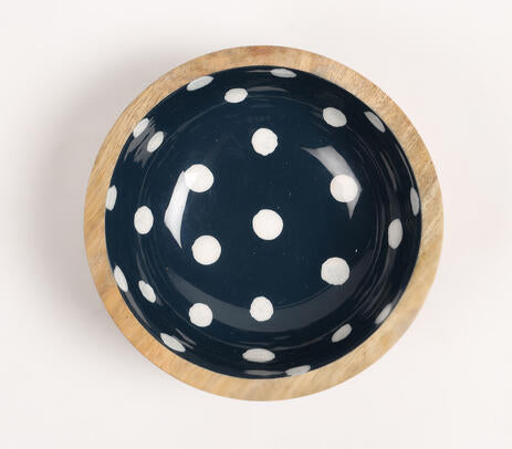 Enamelled Polka Dot Wooden bowl