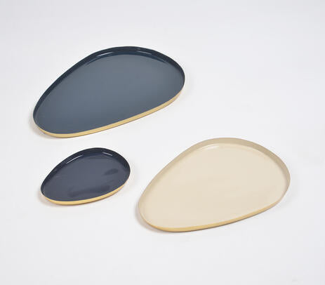 Enamelled Iron Egg Shaped Snack Trays (set of 3)