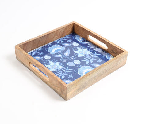 Floral Enamelled Square Wooden Tray