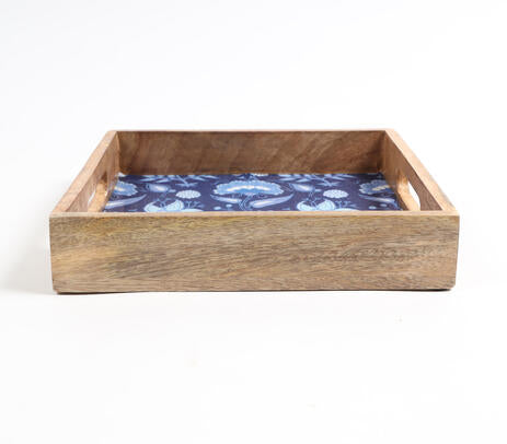 Floral Enamelled Square Wooden Tray