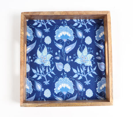 Floral Enamelled Square Wooden Tray