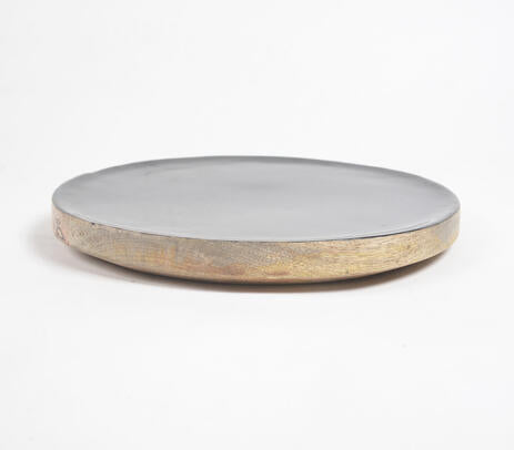 Matte Black Enamelled Wooden Platter