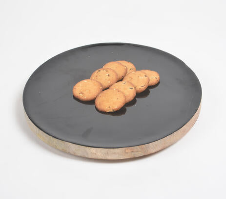 Matte Black Enamelled Wooden Platter