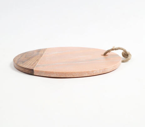 Round Marble and Wood Textured Cheeseboard