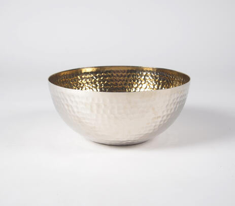 Hand Hammered Gold Toned Aluminium Bowl