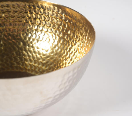 Hand Hammered Gold Toned Aluminium Bowl