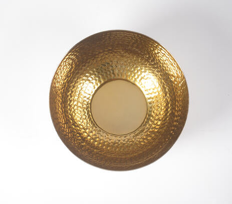 Hand Hammered Gold Toned Aluminium Bowl