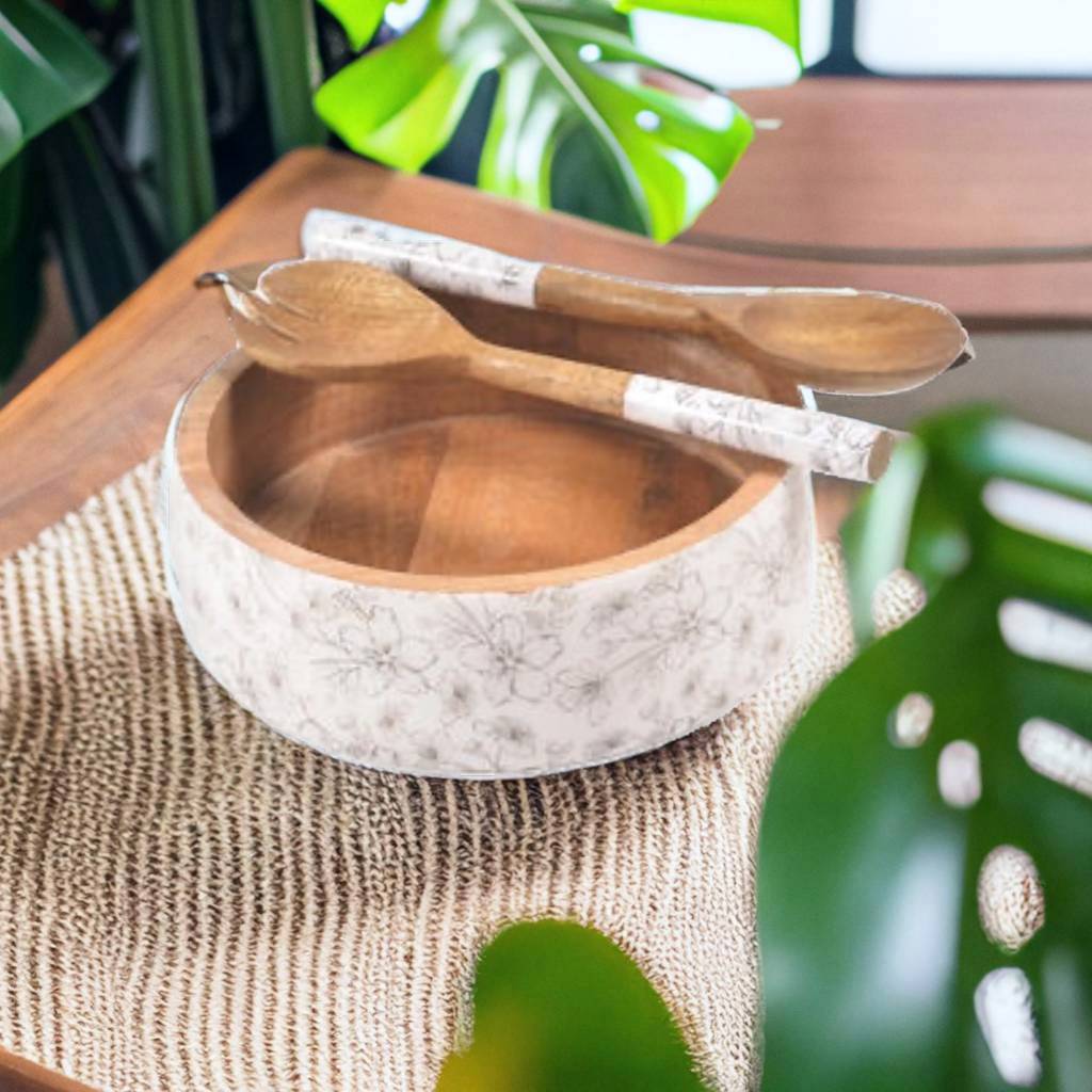 Peony Salad Bowl and Servers Set