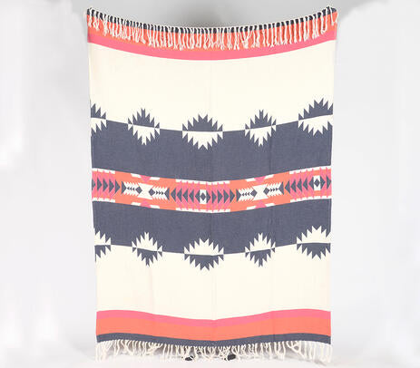 Colourful Cotton Tasseled Throw