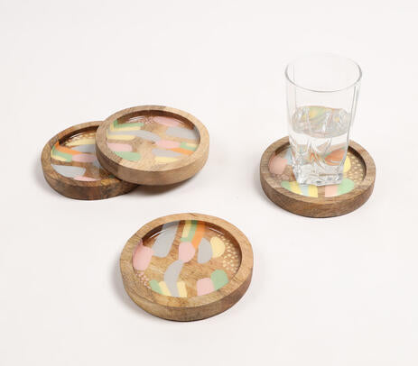 Wooden Colourful Coasters (Set of 4)