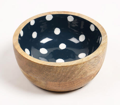 Enamelled Polka Dot Wooden bowl