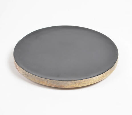 Matte Black Enamelled Wooden Platter