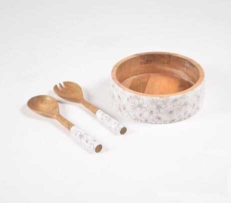 Peony Salad Bowl and Servers Set