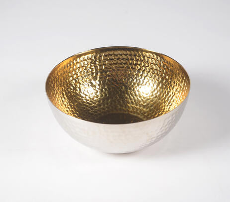 Hand Hammered Gold Toned Aluminium Bowl